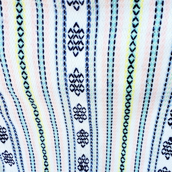 Tribal Patterned Pastel Stripe Fringed Lightweight Blanket - Picture 2 of 3